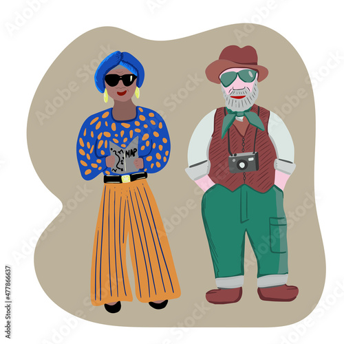 Family senior elder fashion couple travelling 