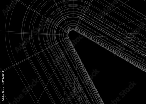 Abstract architecture on black background vector drawing