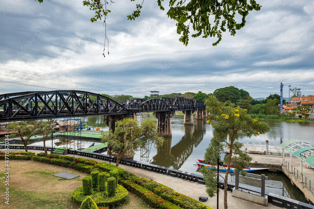 The River Kwai Bridge, also know as Death railway bridge, a historic landmark of world war ii, in Kanchanaburi, Thailand.
The River Kwai Bridge, also know as Death railway bridge, a historic landmark of world war ii, in Kanchanaburi, Thailand.