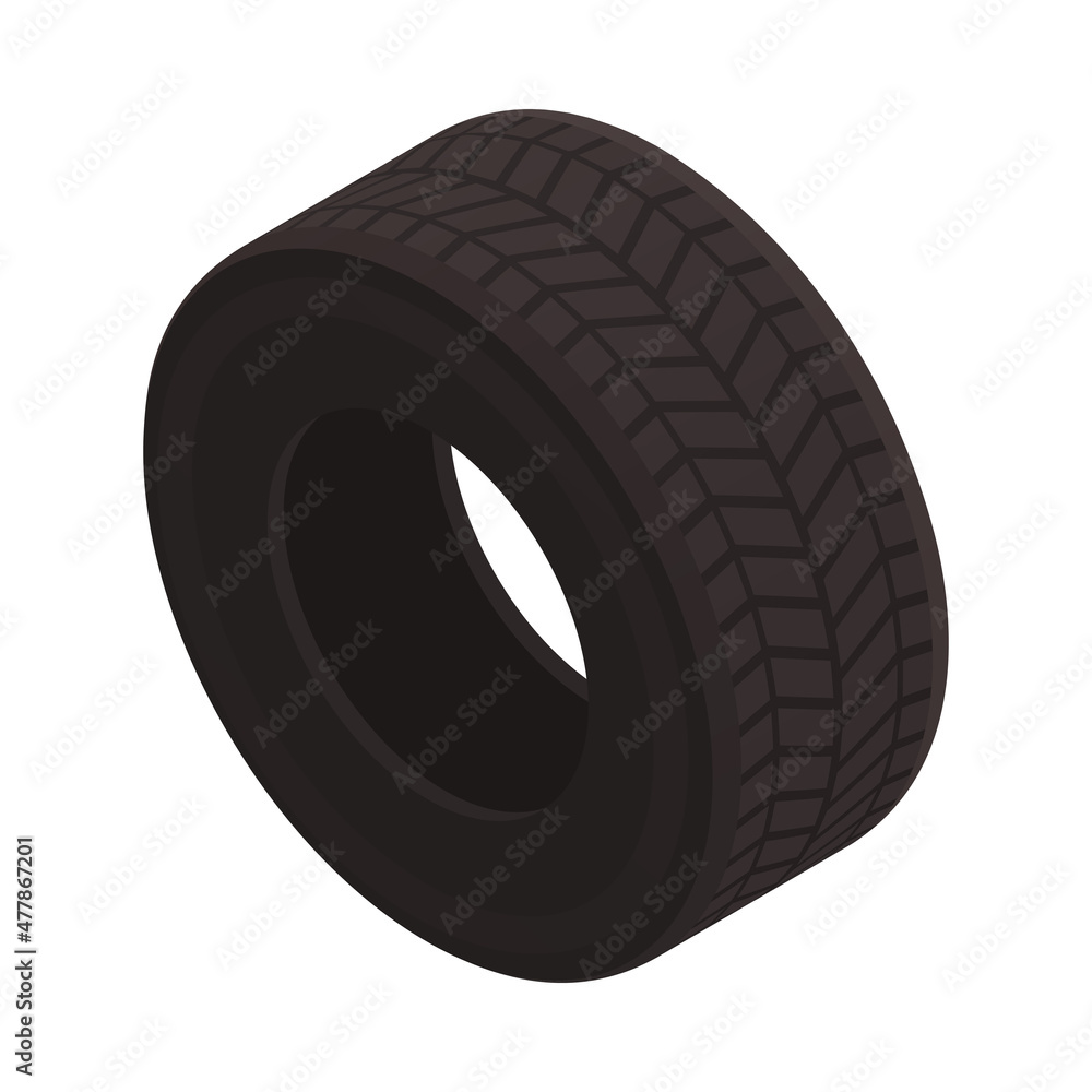 Car Tyre Isometric Composition