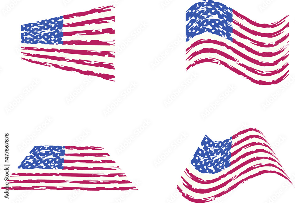 USA Flag, vector flag, American flag, army, military, veterans, navy, patriotic. Waving flag set. USA Flag, vector flag, American flag, army, military, veterans, navy, patriotic. Waving flag set.