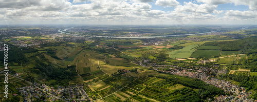 Drone / Aerial view - fields of the Rheingau close to Freudenberg Wiesbaden, Hessen Germany