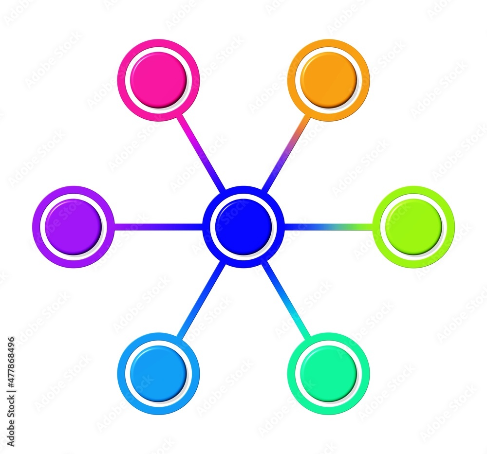 Infografik, Netzwerk, vom einer Position führen Linien zu weiteren Positionen Infografik, Netzwerk, vom einer Position führen Linien zu weiteren Positionen