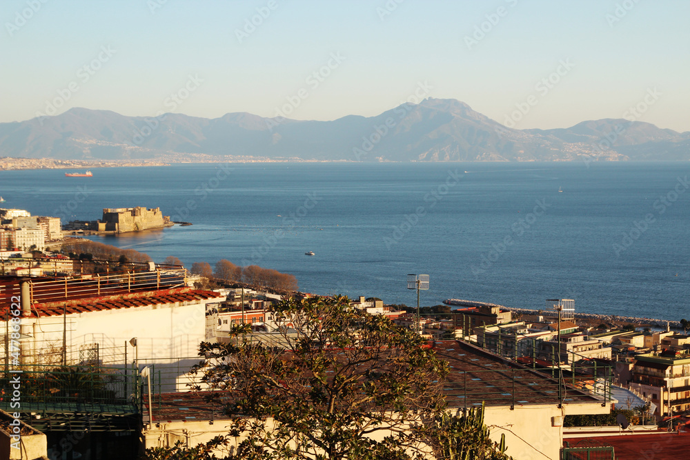 View to Naples bay from Castle Dell'Ovo, Italy