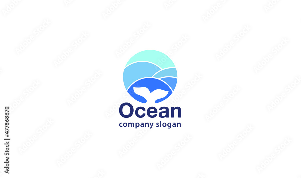 Ocean Sun Wave Logo Design Template