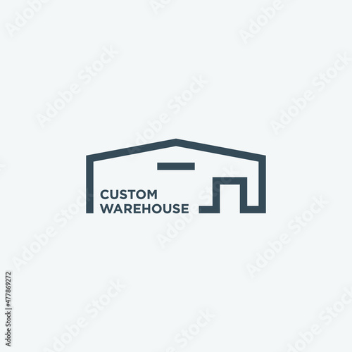 custom building logo concept vector design illustration. simple custom warehouse logo business vector design template. 