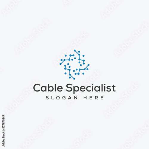 modern cable specialist logo business vector design inspiration. cable connection logo concept design template with futuristic, clean and elegant styles. 