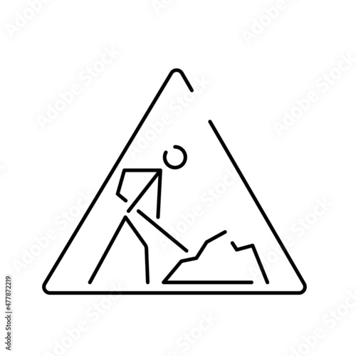 under construction road sign and build sign icon vector