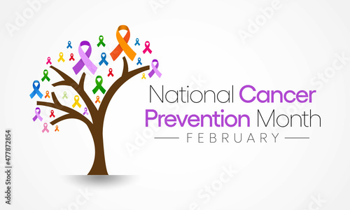National Cancer prevention month is observed every year in February, to promote access to cancer diagnosis, treatment and healthcare for all. Vector illustration photo