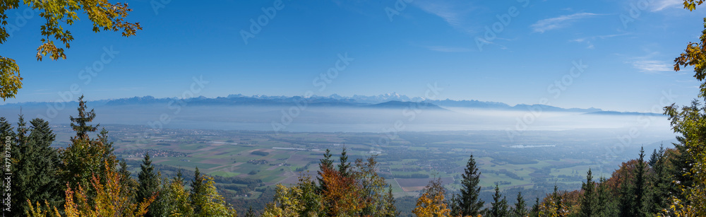 Panorama sur le basin lémanique et les Alpes