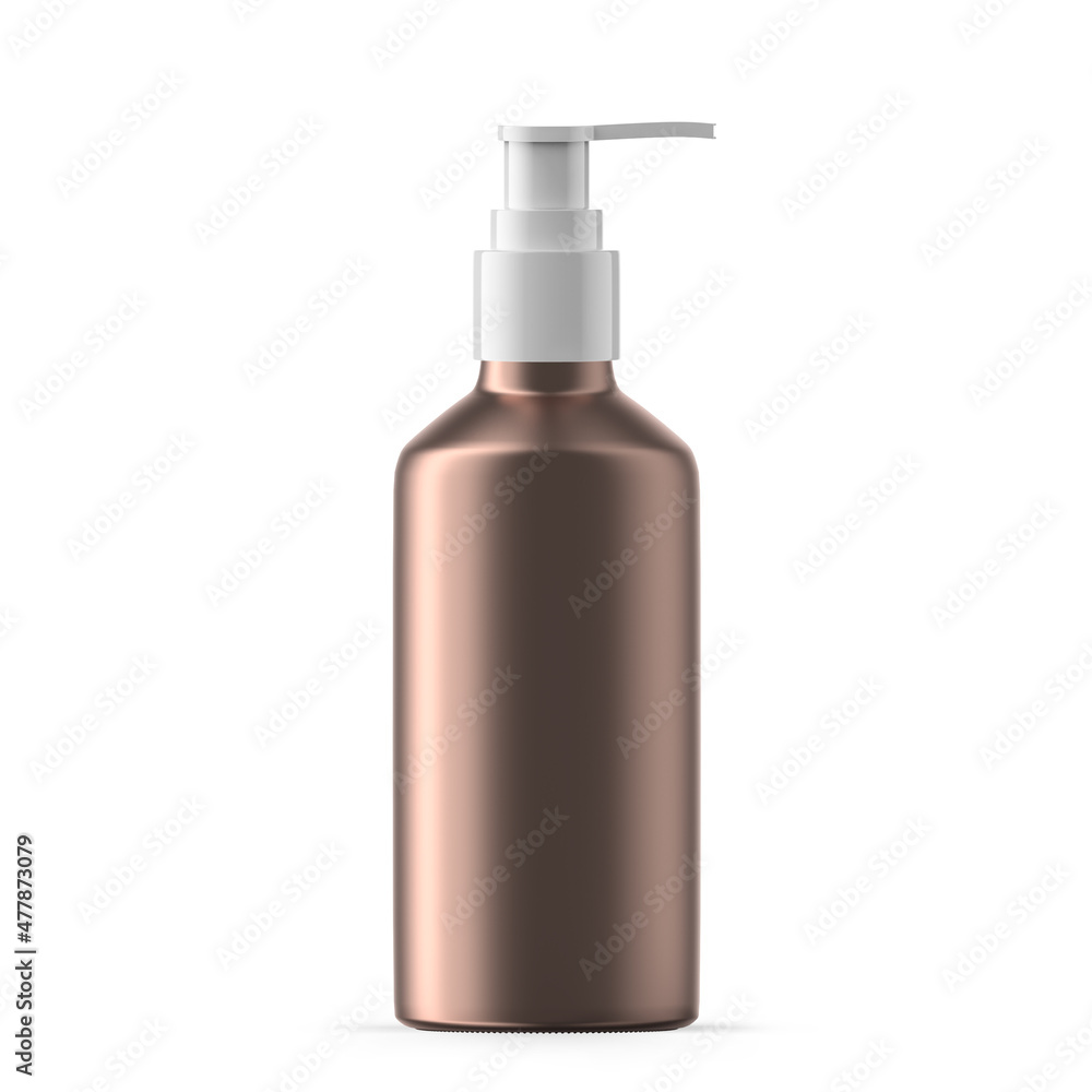 100ml 3 oz rose gold glass pump dispenser bottle. Isolated 100ml 3 oz rose gold glass pump dispenser bottle. Isolated