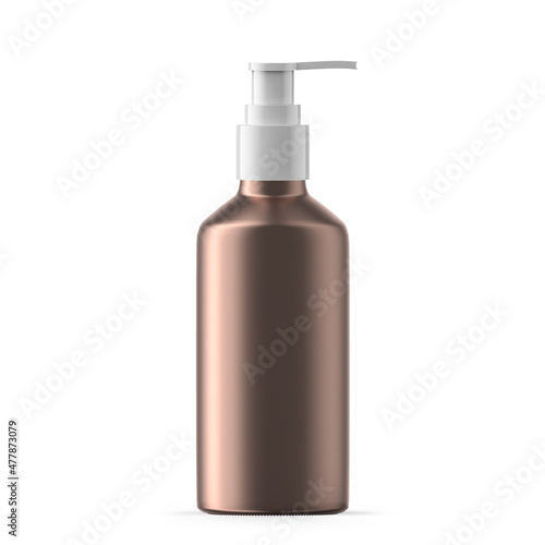 100ml 3 oz rose gold glass pump dispenser bottle. Isolated