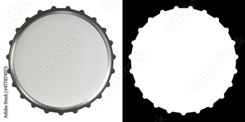 3D rendering illustration of a crown cork with label