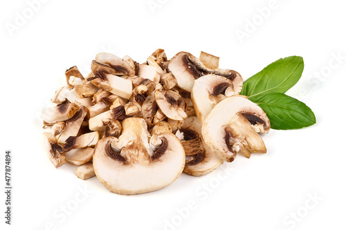 Champignon mushrooms, isolated on white background.