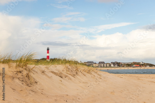 Dune, lighthouse and city of Hörnum at Sylt - Southern village at german north sea island