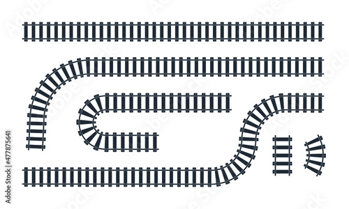 Train track elements. Rail road map.  Path Destination Location Area.Design template vector illustration photo