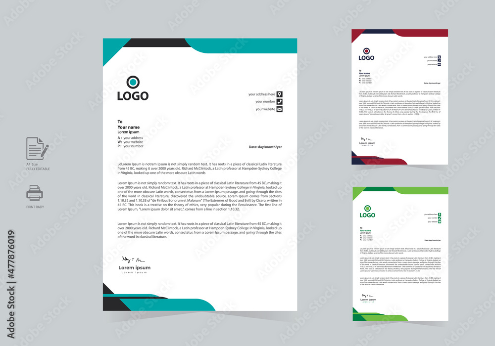 New modern business corporate letterhead template design in abstract style