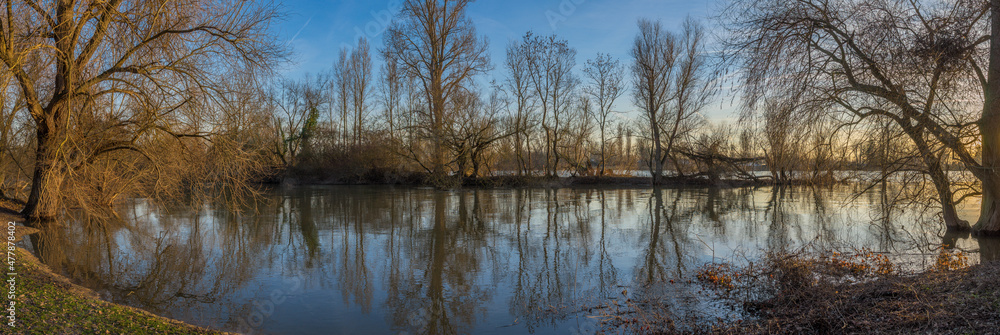 Panoramic landscape of the river Rhine at Mannheim in Germany. Panoramic landscape of the river Rhine at Mannheim in Germany.