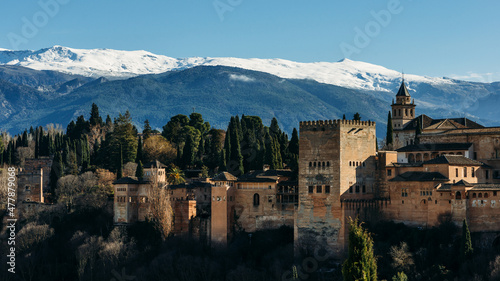 View on the Alhambra and the city of Granada in Andalusia  Spain