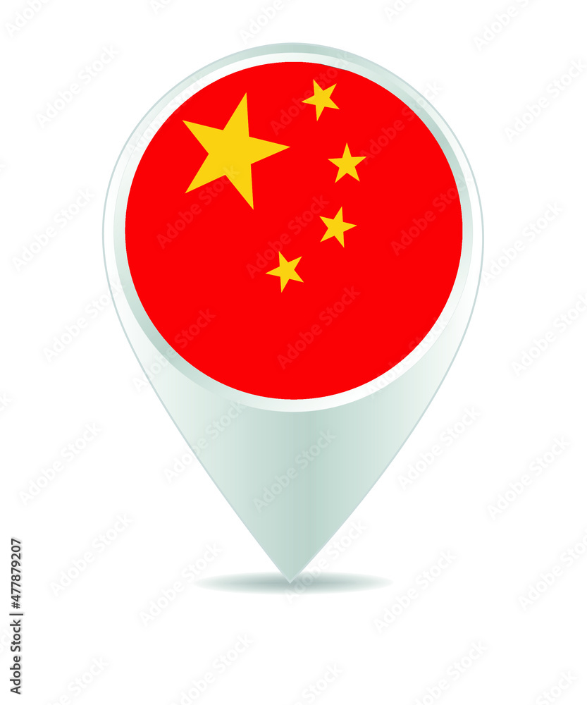 Location Icon for china Flag, Vector Location Icon for china Flag, Vector