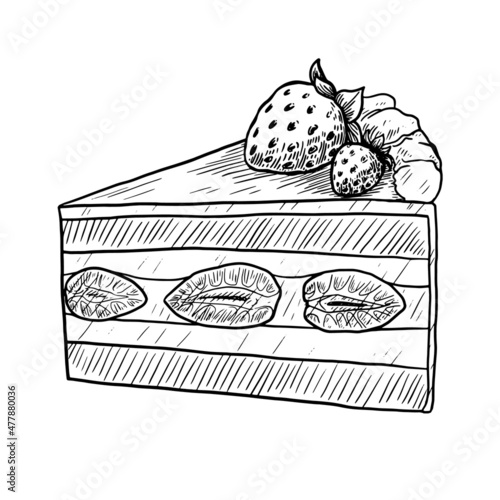 Strawberry cake vector illustration isolated on white background