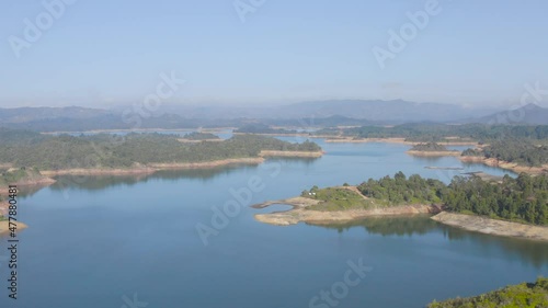 Artificial dam with many formed islands 