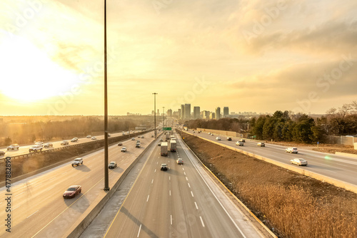 Vehicles driving on Highway 401 photo