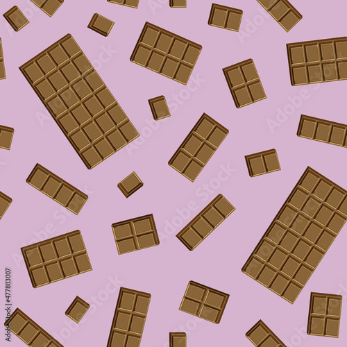 Vector milk chocolate seamless pattern isolated on pink background.
