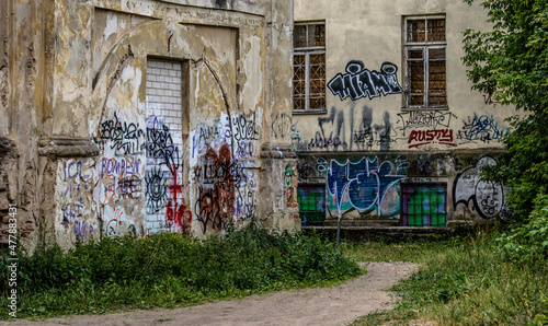 Graffiti on the abandoned buildings