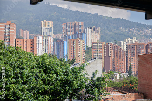 Tall residential buildings in Montaña Verde in Colombia photo