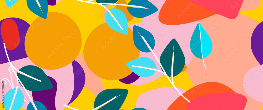 Fototapeta premium Bold Pattern Tropical Leaf Jungle Modern Motif