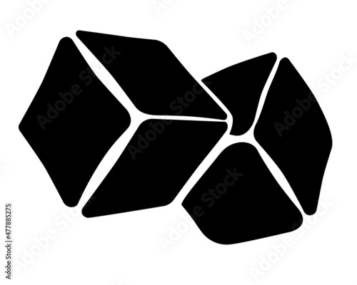 Ice cubes for drinks - vector silhouette illustration for logo or pictogram. Two ice cubes for drinks picture for sign or symbol