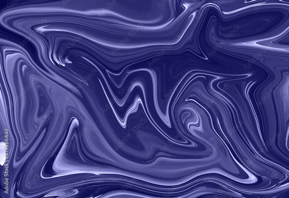 Obraz premium Flowing abtract texture toned in Very Peri Color of the year 2022. 17-3938. Liquid fluid art. For wallpapers, wall floor tiles.