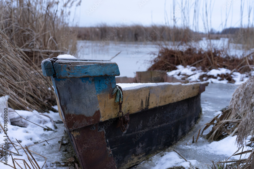 boat in the snow