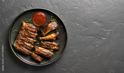 Billede på lærred Grilled spare ribs