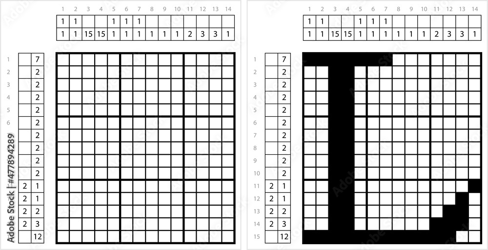 Fototapeta premium Alphabet L Nonogram Pixel Art M_2201001