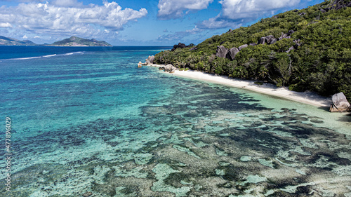 Tropical Beach Coast  Seychelles  La Digue  Anse source d   Argent