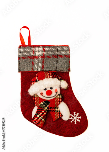 Traditional red christmas socks and gifts