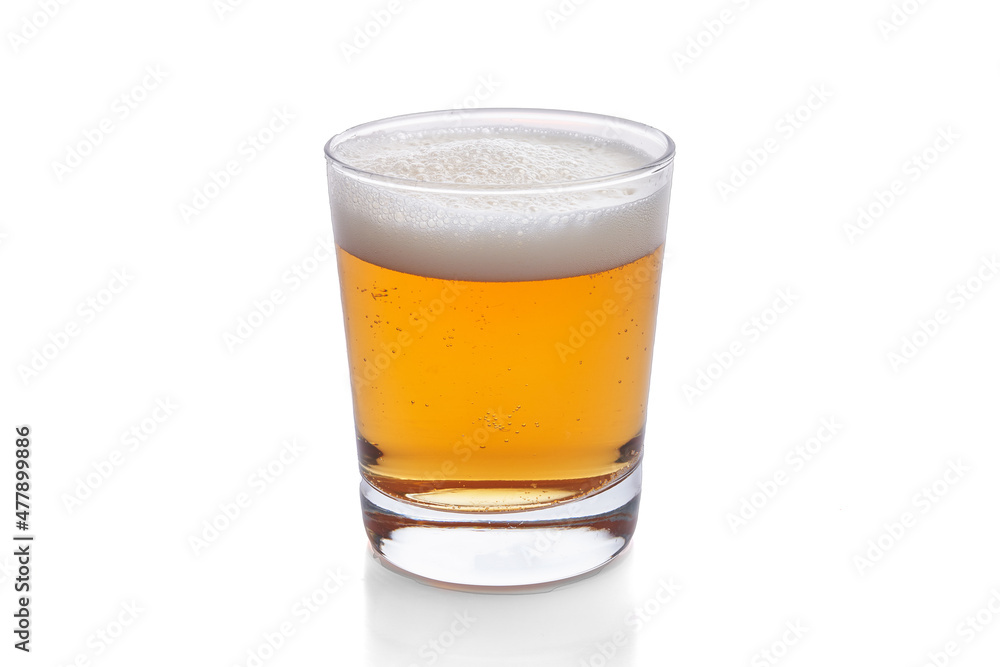 One glass of beer isolated over white background One glass of beer isolated over white background