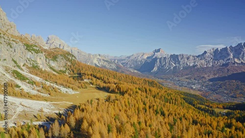 Idyllic mountain lake Federa in Cortina D'Ampezzo, South Tyrol, Dolomites, Italy photo