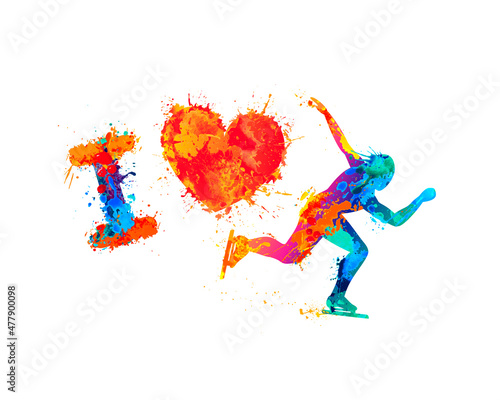 I love skating. Vector symbol of splash paint