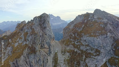 Aerial views of the Dolomites in Italy photo