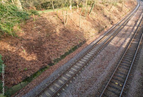 View along the Reedham to Norwich railway line from above. Captured on a bright and sunny winter’s morning photo