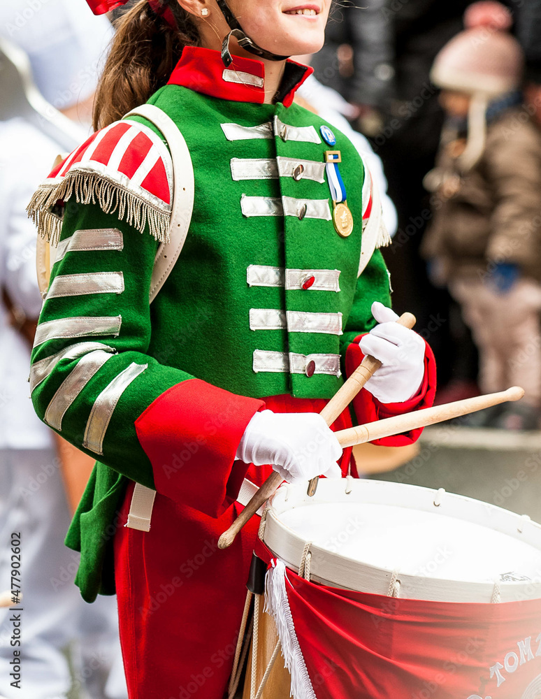 The Day of San Sebastian, Spain, 20 January celebrated with the parade of costumes of Napoleonic army soldiers