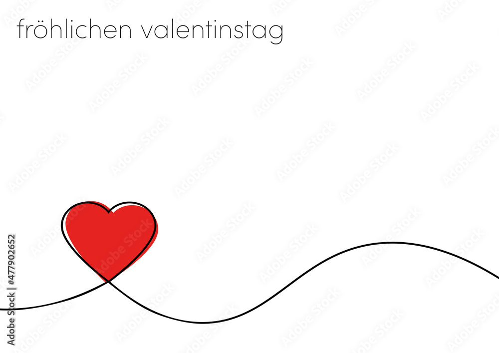 Fröhlichen Valentinstag - Herzicon und Text. Weißer Hintergrund.