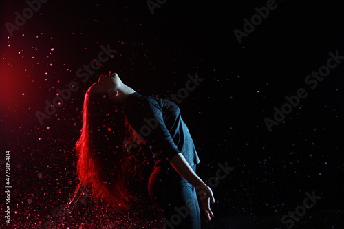 person in the red dark water body dance beauty girl
