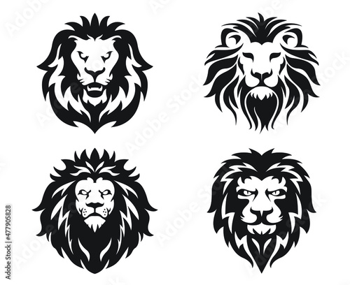 Set Lion Heads. Vector Illustration