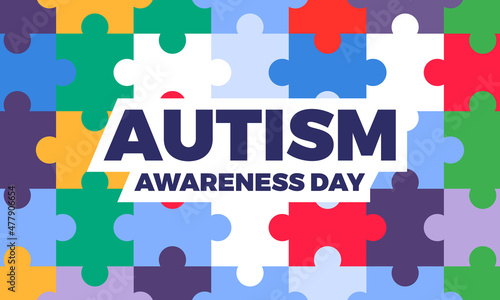 Flat world autism awareness day illustration
