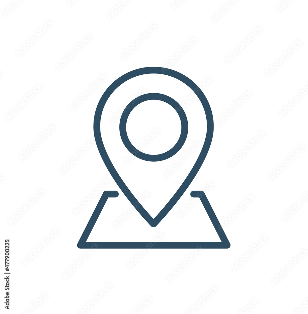 Map with pin, geo locate, pointer icon. Black icon on white background Map with pin, geo locate, pointer icon. Black icon on white background