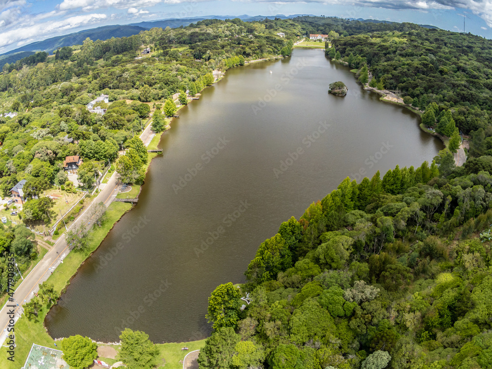 Fototapeta premium Sao Bernardo lake with forest around